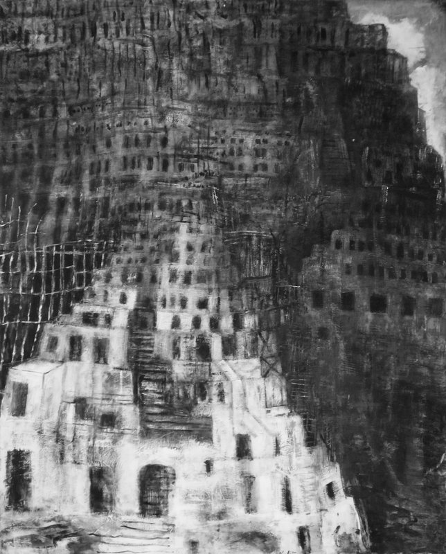 Tour de Babel  2017  Acrylique sur papier Fabriano 153cms X 120cms